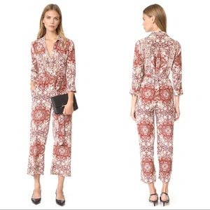 L’AGENCE Dalia rhubarb 3/4 silk patterned jumpsuit
